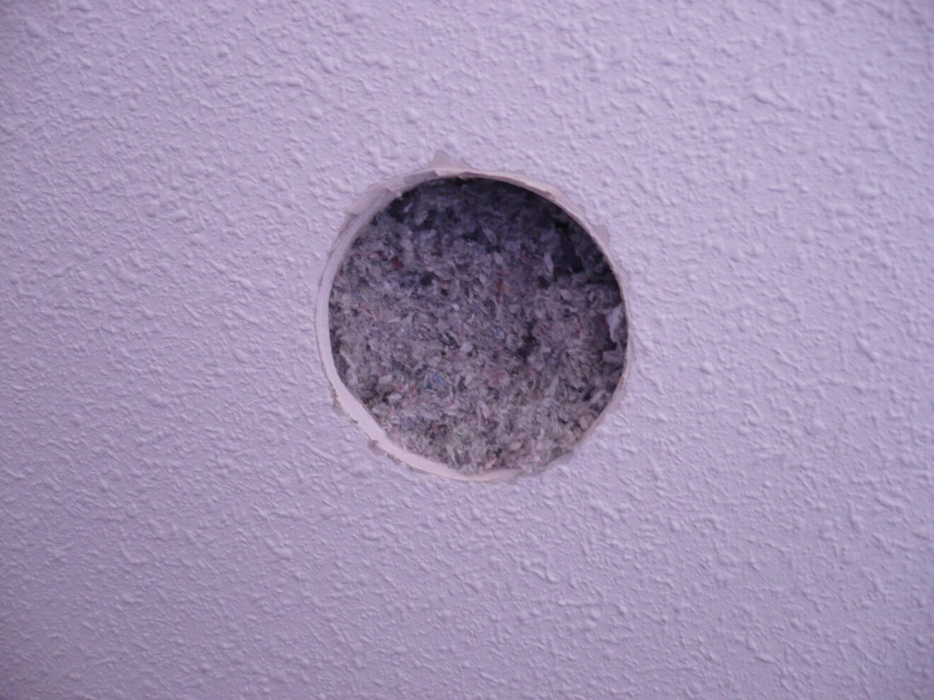 Detalle de un muro con material aislante visible